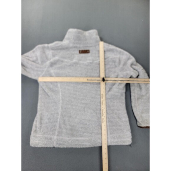 LL Bean Sherpa Fleece Jacket Womens XL Gray Full Zip Suede Trim Pockets Lined - Picture 11 of 14